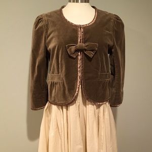 Champagne colored dress with velvet bolero